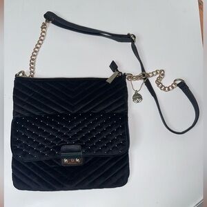 Vintage 90’s Big Buddha Black and Gold Quilted Crossbody Bag with Chain Straps